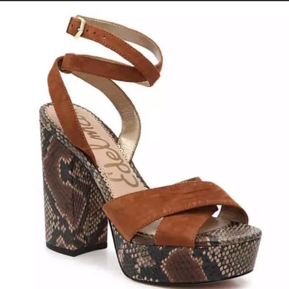 Sam Edelman Shoes - Sam Edelman Brown Snakeskin Platform Sandal